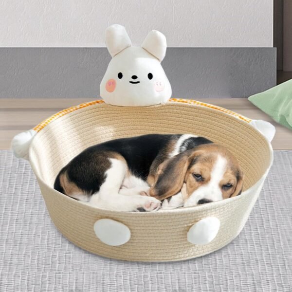 Cotton Rope Cat Bed Cat House Cat Scratcher Cat Scratching Board Woven Basket Cat Nest For Kitten Kitties Rabbits Indoor Cats, Rabbit - Image 9